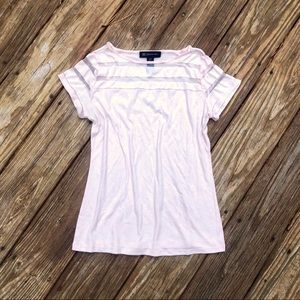 INC sheer mesh striped pink short-sleeved tee PM